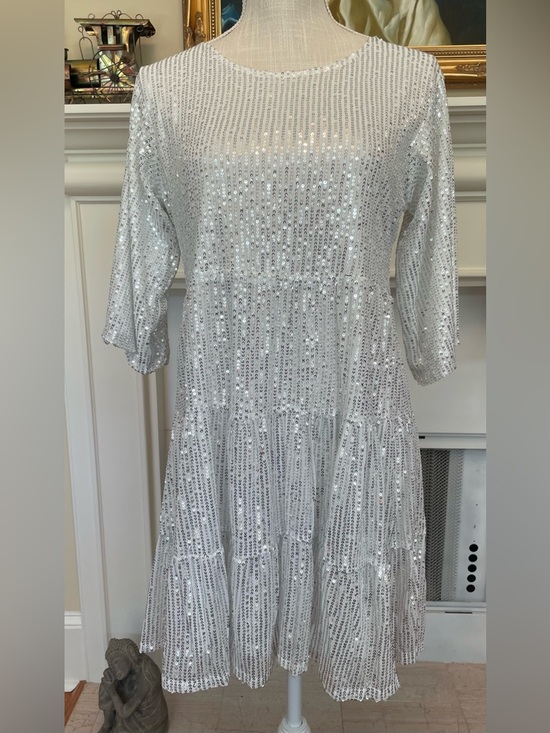 Unknown Dresses & Skirts - Athena Full Sequin Mini Dress. Small.🪩❤️Silver Sequins.